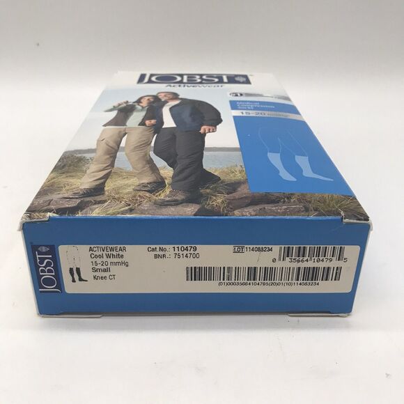 Jobst Medical Activewear Knee High Compression Socks 15-20 mmHg Small Cool White - Picture 2 of 8